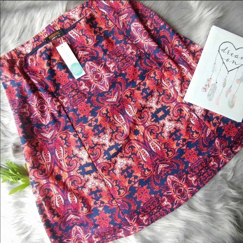 Renee C Stitch Fix boho lined skirt XL NWT